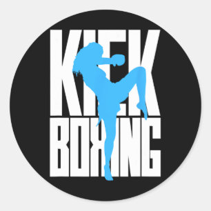 Pegatina Redonda Chica de kickboxing en entrenamiento
