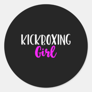 Pegatina Redonda Chica de Kickboxing Mujer Divertido Regalo Bonito 