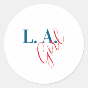 Pegatina Redonda Chica de L. A. Los Ángeles Minimalista Moderno Sen
