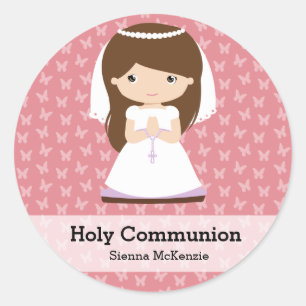 Pegatina Redonda Chica de la comunión sagrada * Elija su color de f
