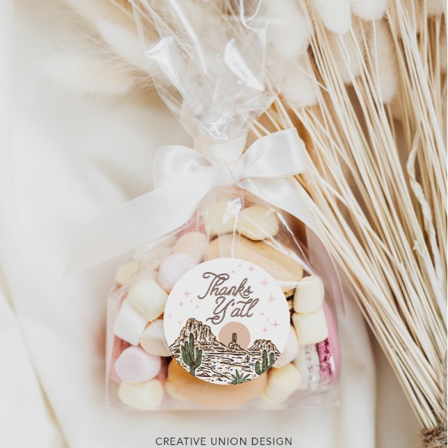 Pegatina Redonda Chica de la Cowgirl occidental Baby Shower Gracias (Subido por el creador)