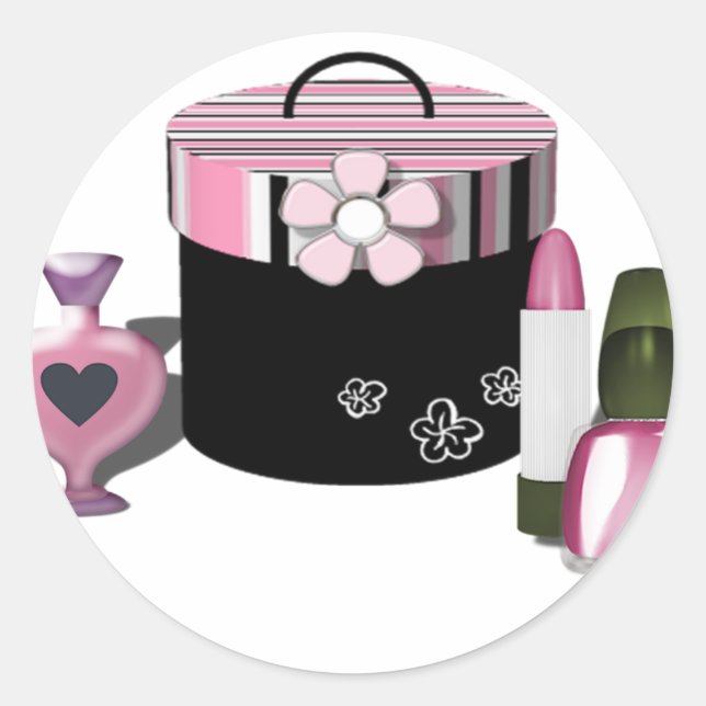 Pegatina Redonda Chica de maquillaje de cosméticos (Anverso)