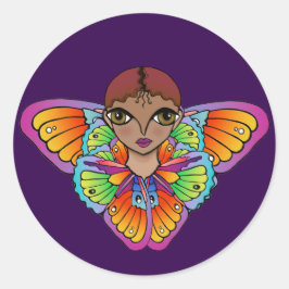 Pegatina Redonda chica de mariposa Tarjeta de agradecimiento plana