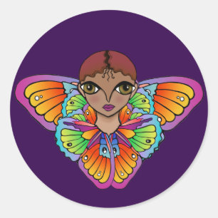 Pegatina Redonda chica de mariposa Tarjeta de agradecimiento plana