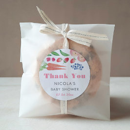 Pegatina Redonda Chica de mercado de agricultores de verano Baby Sh