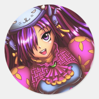 Pegatina Redonda Chica de moda japonesa Anime