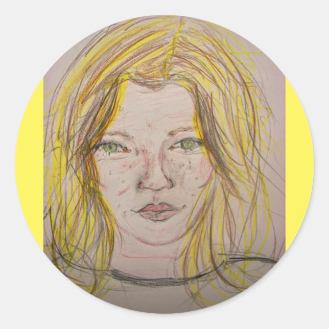 Pegatina Redonda Chica de modelo (Anverso)