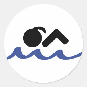 Pegatina Redonda chica de natación