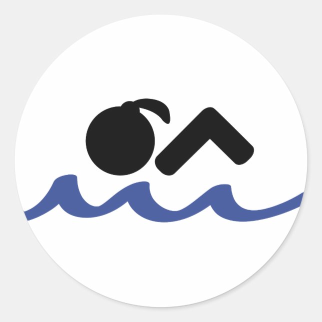 Pegatina Redonda chica de natación (Anverso)