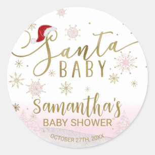 Pegatina Redonda Chica de Navidades de Santa Bebé Baby Shower