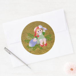 Pegatina Redonda Chica de Navidades graciosos festivos