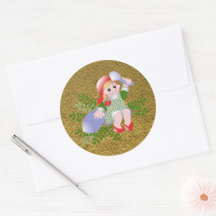 Pegatina Redonda Chica de Navidades graciosos festivos