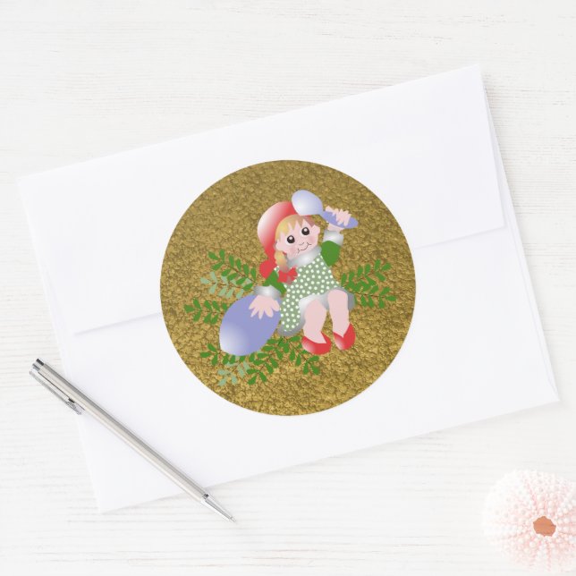 Pegatina Redonda Chica de Navidades graciosos festivos (Sobre)