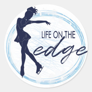 Pegatina Redonda Chica de patinaje artístico "Life on Edge"