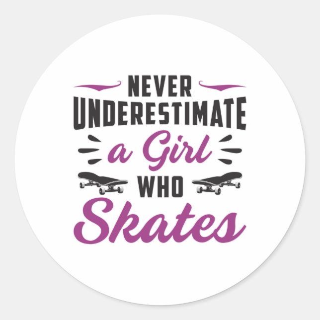 Pegatina Redonda Chica de patinaje Chicas Patinaje sobre patinaje s (Anverso)