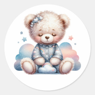 Pegatina Redonda chica de peluche adormilado