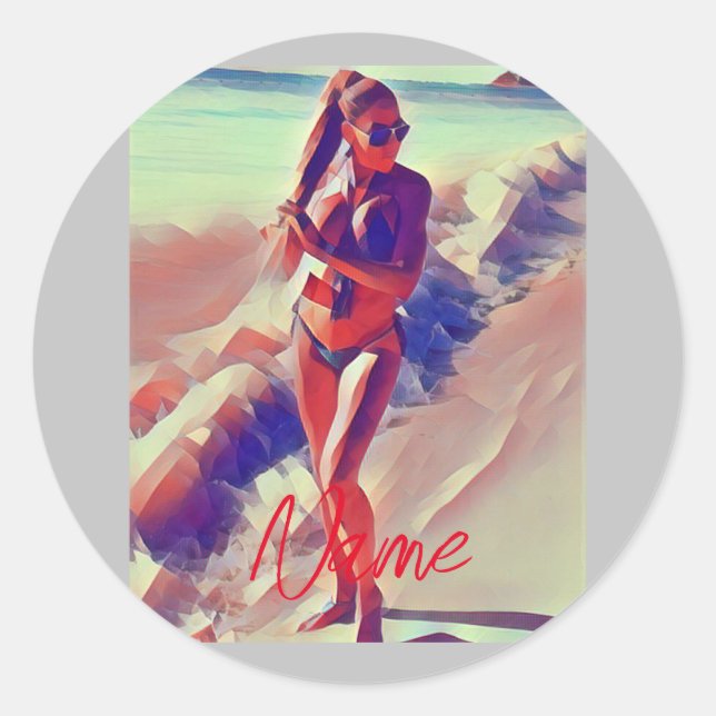 Pegatina Redonda Chica de playa Thunder_Cove (Anverso)