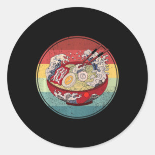 Pegatina Redonda Chica de regalo japonés de estilo antiguo estilo r