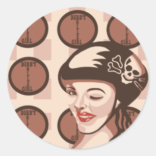 Pegatina Redonda chica de roller derby