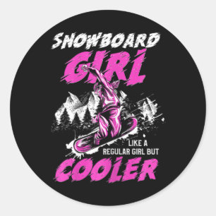 Pegatina Redonda Chica de Snowboard mucho más frío Snowboard
