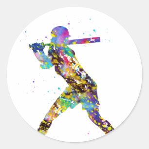 Pegatina Redonda Chica de Softball