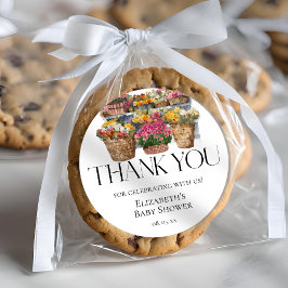 Pegatina Redonda Chica de Tiendas Florales en el Mercado Local Baby