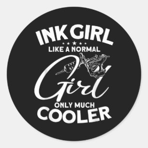 Pegatina Redonda Chica de tinta - Artista del tatuaje tatuista Tatt