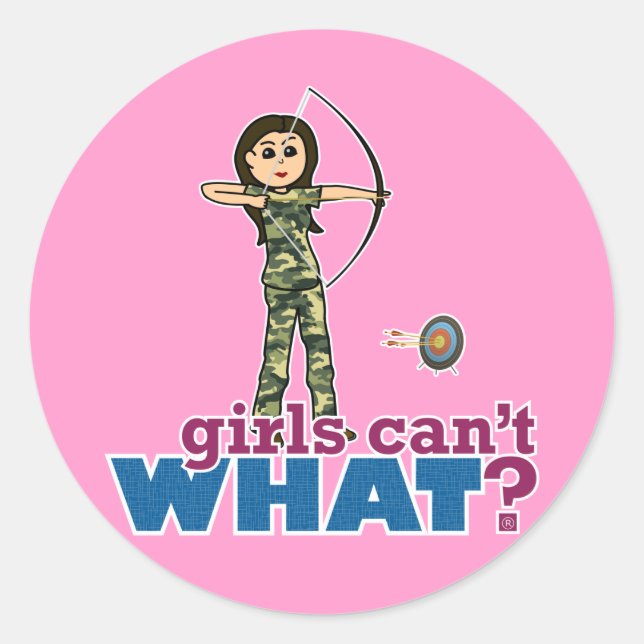 Pegatina Redonda Chica de tiro con arco de camuflaje - ligero (Anverso)