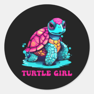 Pegatina Redonda Chica De Tortuga - Equipo Para El Día De La Tierra