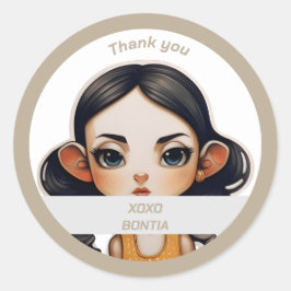 Pegatina Redonda Chica de vaca