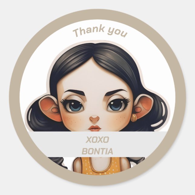 Pegatina Redonda Chica de vaca (Anverso)