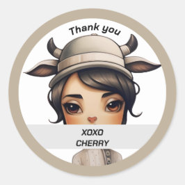 Pegatina Redonda Chica de vaca