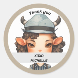 Pegatina Redonda Chica de vaca