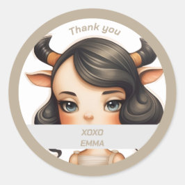 Pegatina Redonda Chica de vaca