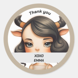 Pegatina Redonda Chica de vaca