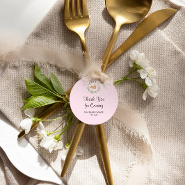 Pegatina Redonda Chica de venado dormido floral  Baby Shower Favor