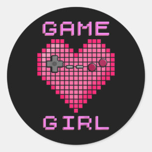 Pegatina Redonda Chica de videojuegos Retro Gaming Pixel Control de