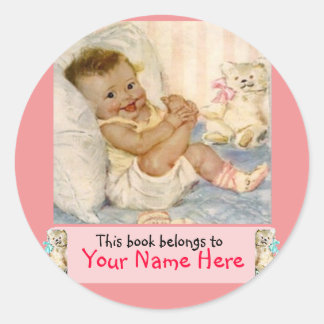 Pegatina Redonda Chica del Bookplate de Love My Toes