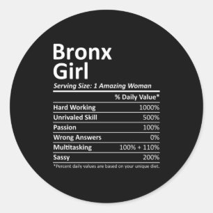 Pegatina Redonda Chica del Bronx Ny Nueva York Ciudad Divertida Hog