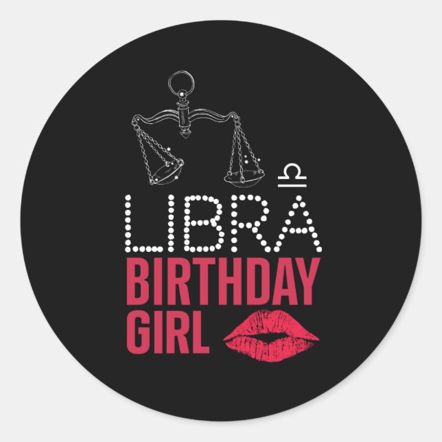 Pegatina Redonda Chica DEL CUMPLEAÑOS DE LIBRA (Anverso)