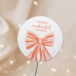 Pegatina Redonda Chica del Doodle Rosa de Brida sincera Primer Cump