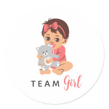 Chica del Equipo Rosa Sticker con Bebé y Oso