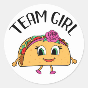 Pegatina Redonda Chica del equipo Taco temática género revelar pega