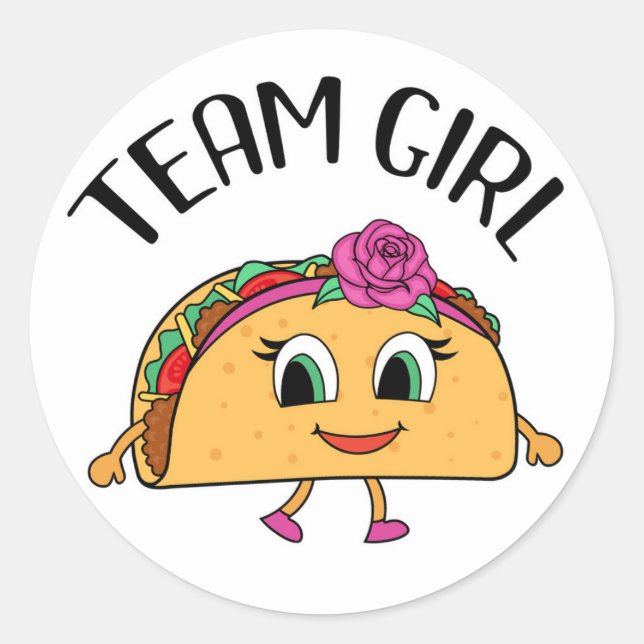 Pegatina Redonda Chica del equipo Taco temática género revelar pega (Anverso)