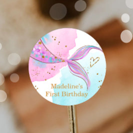 Pegatina Redonda Chica del Fiesta de la piscina de escisiones de si