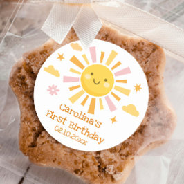 Pegatina Redonda Chica del Fiesta del domingo 1 de cumpleaños