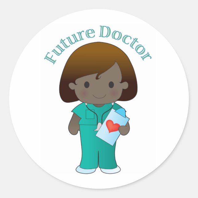 Pegatina Redonda Chica del futuro Médica (Anverso)