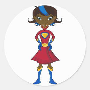 Pegatina Redonda Chica del super héroe