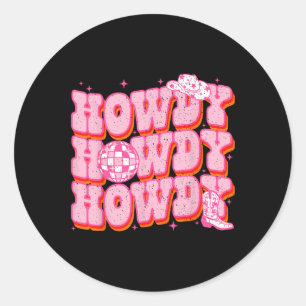 Pegatina Redonda Chica del suroeste de Howdy