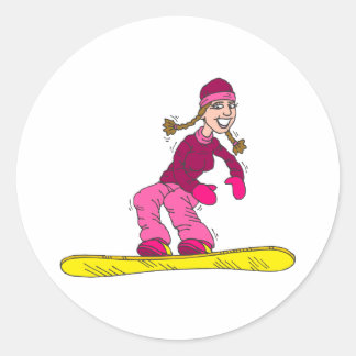 Pegatina Redonda Chica del tablero de nieve